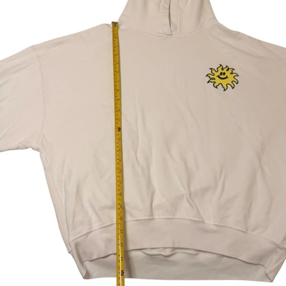 Daydreamer Size XS Oversized‎ Mushroom Doodle Hoodie Sweatshirt White Hippie